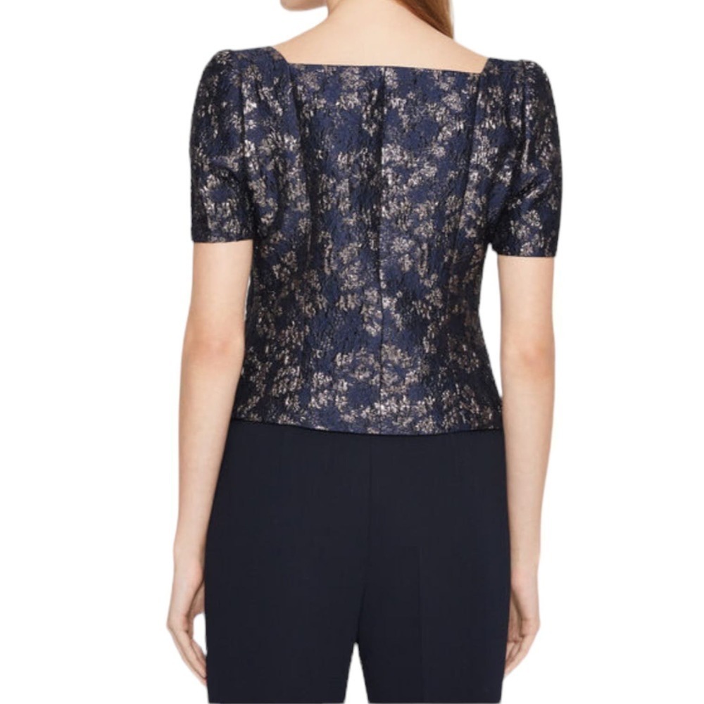 New Women’s Club Monaco Brocade Puff Sleeve Blouse Size 12 - Picture 5 of 10